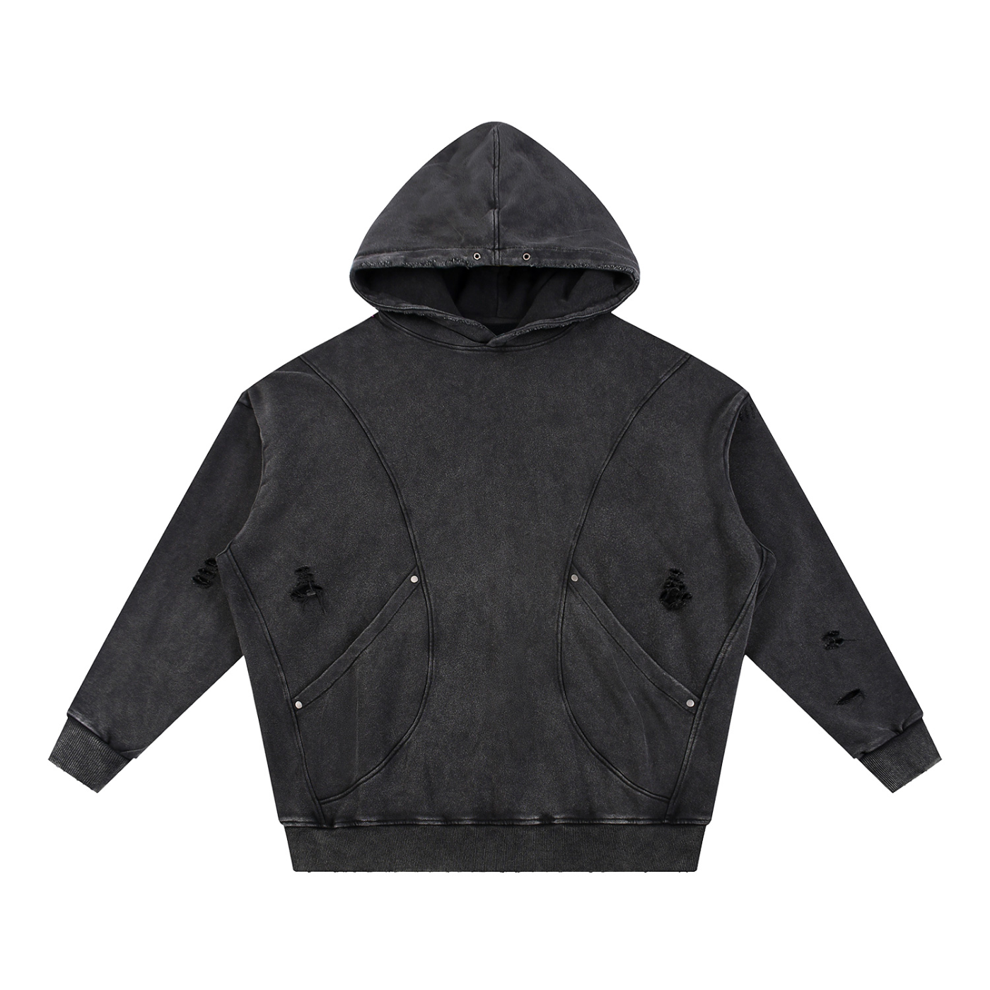 The Word Snow Washed Distressed Panel Pocket Hoodie